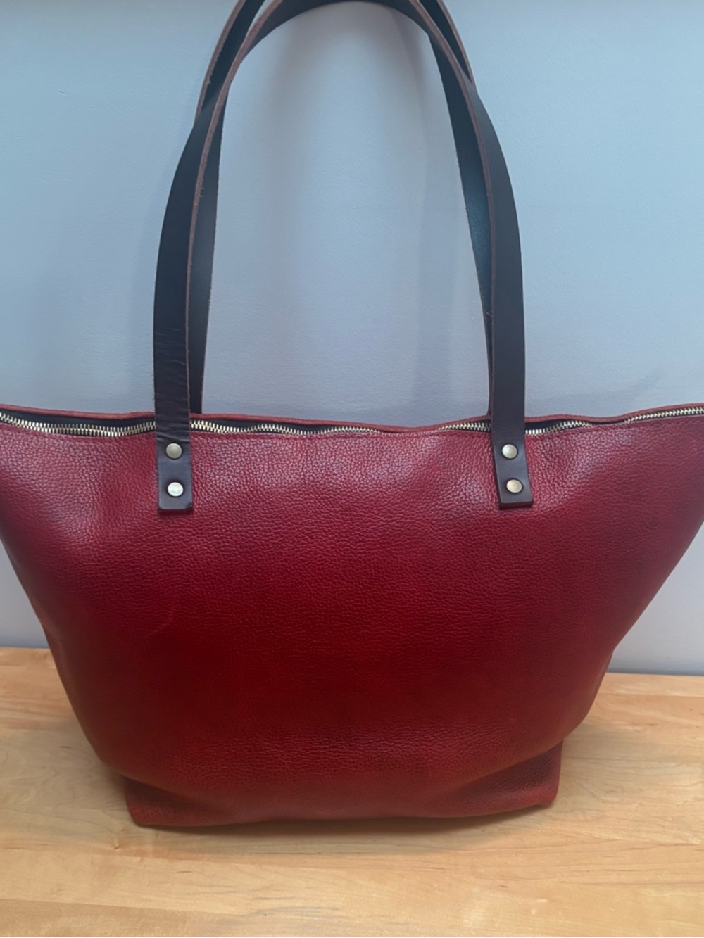 Portland Leather Tote Bag - Red